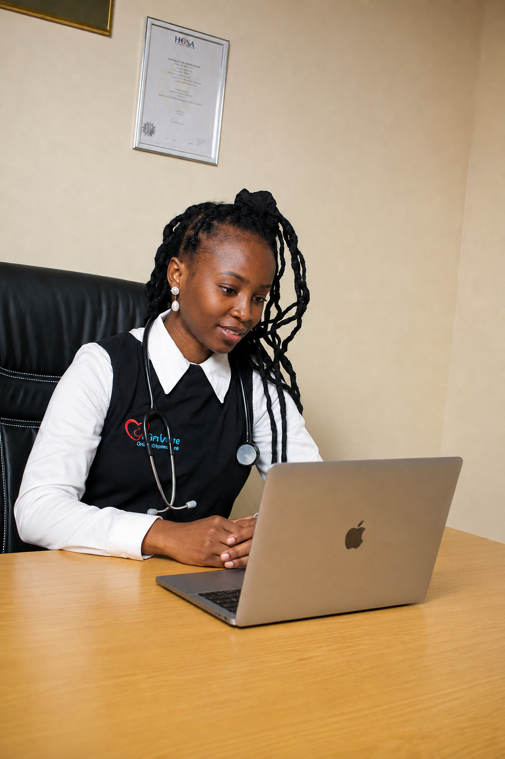 Doctor using a laptop for a telehealth consultation